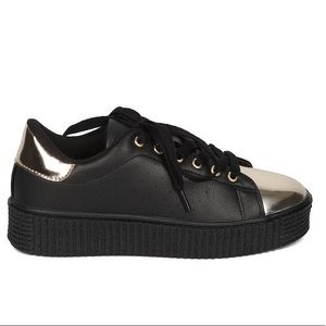 Gold Accent Black Platform Sneakers